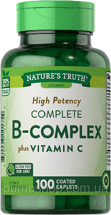 Вітамін В комплекс із вітаміном С Nature`s Truth Complete B-Vitamin Complex +Vitamin C 100 таб., фото 1