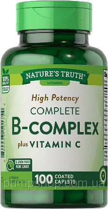 Вітамін В комплекс із вітаміном С Nature`s Truth Complete B-Vitamin Complex +Vitamin C 100 таб., фото 2