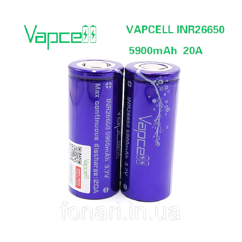 Аккумулятор Vapcell INR26650 Li-Ion 5900 mAh, высокотоковый - фото 4 - id-p1782379217