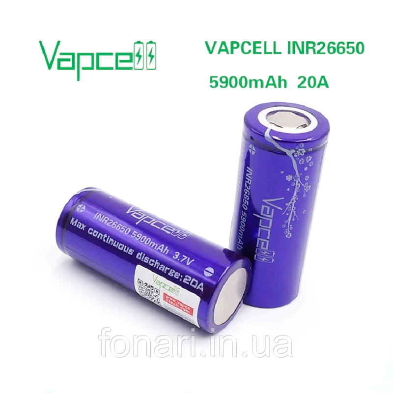 Аккумулятор Vapcell INR26650 Li-Ion 5900 mAh, высокотоковый - фото 1 - id-p1782379217