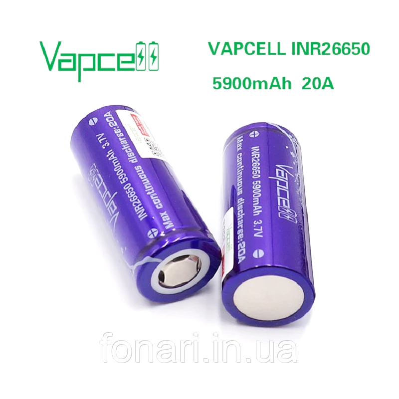 Аккумулятор Vapcell INR26650 Li-Ion 5900 mAh, высокотоковый - фото 3 - id-p1782379217