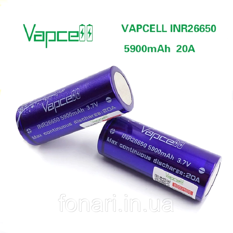 Аккумулятор Vapcell INR26650 Li-Ion 5900 mAh, высокотоковый - фото 5 - id-p1782379217