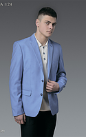 Приталенный мужской пиджак светло-синий