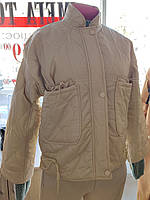 Коротка легка жіноча куртка стьобана беж демісезонна весна осінь женская куртка короткая Турция