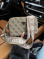 Женская подарочная сумка клатч Guess (бежевая) art0270 стильная маленькая сумочка на широком длинном ремне