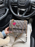 Женская мини сумка клатч GUESS (серая) AS190 стильная маленькая изящная сумочка с короткой цепочкой кросс