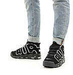 Чоловічі кросівки Nike Uptempo (чорні з білим) демісезонні молодіжні спортивні кроси К11288 top, фото 11