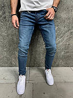 Мужские классические джинсы базовые (синие) А7949 классные стильные штаны без потертостей большой размер кросс