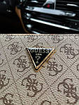 Жіноча подарункова сумка клатч Guess (бежева) art0270 стильна маленька сумочка на широкому довгому ремені top, фото 9