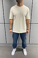 Мужская базовая футболка (бежевая) Аada1551 качественная повседневная спортивная одежда Турция кросс M