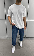 Мужская базовая футболка (белая) Аada1551 качественная повседневная спортивная одежда Турция кросс