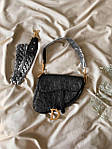 Жіноча мінісумка клатч Dior Saddle Black (чорна) AS018 красива стильна не стандартна з монограмою top, фото 4