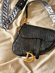 Жіноча мінісумка клатч Dior Saddle Black (чорна) AS018 красива стильна не стандартна з монограмою top, фото 5