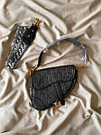 Жіноча мінісумка клатч Dior Saddle Black (чорна) AS018 красива стильна не стандартна з монограмою top, фото 6