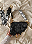 Жіноча мінісумка клатч Dior Saddle Black (чорна) AS018 красива стильна не стандартна з монограмою top, фото 8