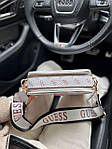 Жіноча подарункова сумка клатч Guess (біла) AS258 стильна мила сумочка на довгому текстильному ремені top, фото 4