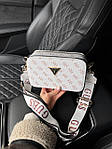 Жіноча подарункова сумка клатч Guess (біла) AS258 стильна мила сумочка на довгому текстильному ремені top, фото 5