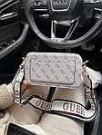 Жіноча подарункова сумка клатч Guess (біла) AS258 стильна мила сумочка на довгому текстильному ремені top, фото 11