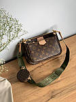 Жіноча мінісумка клатч "3 в одній" LV Multi Pochette Brown/Khaki (коричнева) AS013 модна стильна top, фото 3