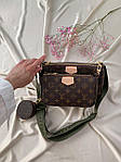 Жіноча мінісумка клатч "3 в одній" LV Multi Pochette Brown/Khaki (коричнева) AS013 модна стильна top, фото 4