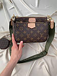 Жіноча мінісумка клатч "3 в одній" LV Multi Pochette Brown/Khaki (коричнева) AS013 модна стильна top, фото 5