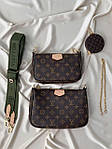 Жіноча мінісумка клатч "3 в одній" LV Multi Pochette Brown/Khaki (коричнева) AS013 модна стильна top, фото 6