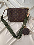 Жіноча мінісумка клатч "3 в одній" LV Multi Pochette Brown/Khaki (коричнева) AS013 модна стильна top, фото 7