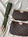 Жіноча мінісумка клатч "3 в одній" LV Multi Pochette Brown/Khaki (коричнева) AS013 модна стильна top, фото 10