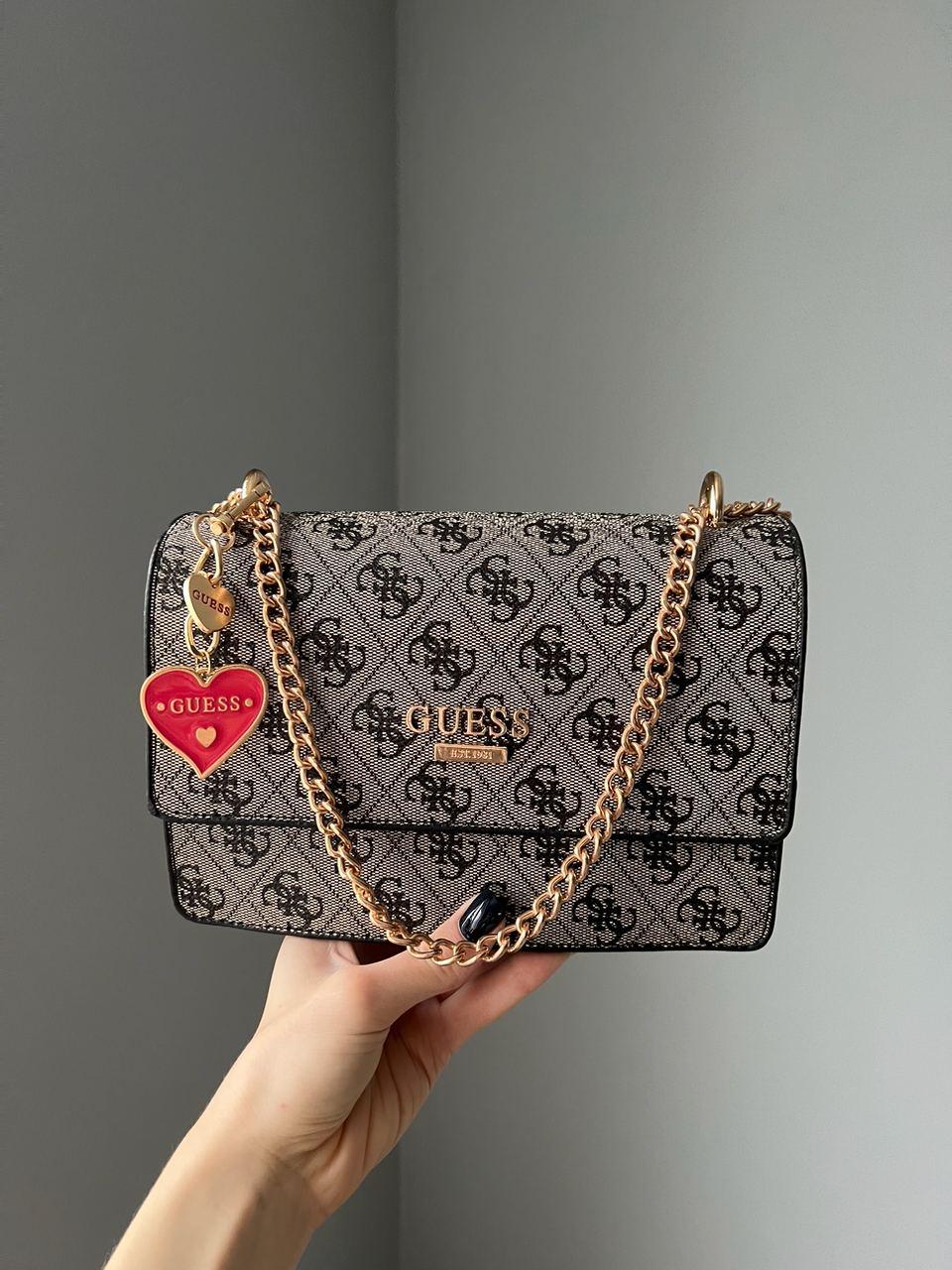 Жіноча мінісумка клатч GUESS (сіра) AS190 стильна маленька витончена сумочка з коротким ланцюжком top