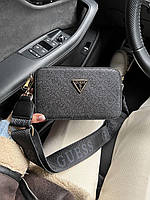Женская подарочная мини сумка клатч GUESS (черная) AS248 стильная маленькая изящная с монограммой top
