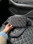 Жіноча подарункова мінісумка клатч GUESS (темно-сіра) AS247 стильна маленька витончена з монограмою top, фото 9