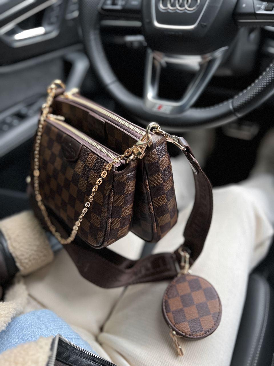 Жіноча сумка-клатч "3 в одній" LV Multi Pochette Brown Black (коричнева) AS252 модна стильна містка top