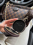 Жіноча сумка-клатч "3 в одній" LV Multi Pochette Brown Black (коричнева) AS252 модна стильна містка top, фото 3
