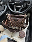 Жіноча сумка-клатч "3 в одній" LV Multi Pochette Brown Black (коричнева) AS252 модна стильна містка top, фото 4