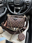 Жіноча сумка-клатч "3 в одній" LV Multi Pochette Brown Black (коричнева) AS252 модна стильна містка top, фото 5