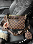 Жіноча сумка-клатч "3 в одній" LV Multi Pochette Brown Black (коричнева) AS252 модна стильна містка top, фото 6