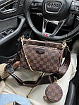 Жіноча сумка-клатч "3 в одній" LV Multi Pochette Brown Black (коричнева) AS252 модна стильна містка top, фото 7