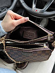 Жіноча сумка-клатч "3 в одній" LV Multi Pochette Brown Black (коричнева) AS252 модна стильна містка top, фото 10