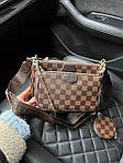 Жіноча сумка-клатч "3 в одній" LV Multi Pochette Brown Black (коричнева) AS252 модна стильна містка top, фото 11