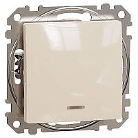 Одноклавішний вимикач з синьою підсвіткою Schneider Electric Sedna Design бежевий (SDD112101L)