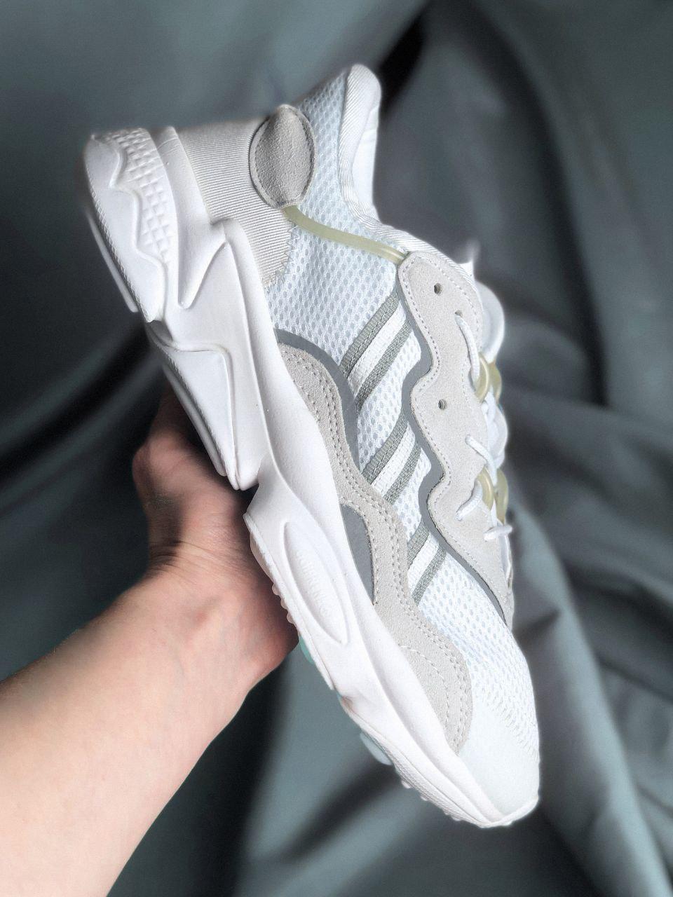 Чоловічі кросівки Adidas Ozweego White Grey (білі із сірим) спортивні весняні кроси PD6272 top