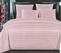 Комплект постельного белья Страйп Сатин розовый Сатиновое постельное белье евро