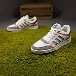 Чоловічі кеди Adidas Drop Step (білі із сірим і жовтогарячим) низькі модні весняні кросівки О10855 top, фото 3