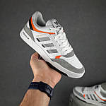 Чоловічі кеди Adidas Drop Step (білі із сірим і жовтогарячим) низькі модні весняні кросівки О10855 top, фото 5