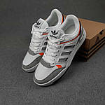 Чоловічі кеди Adidas Drop Step (білі із сірим і жовтогарячим) низькі модні весняні кросівки О10855 top, фото 9