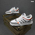 Чоловічі кеди Adidas Drop Step (білі із сірим і жовтогарячим) низькі модні весняні кросівки О10855 top, фото 10