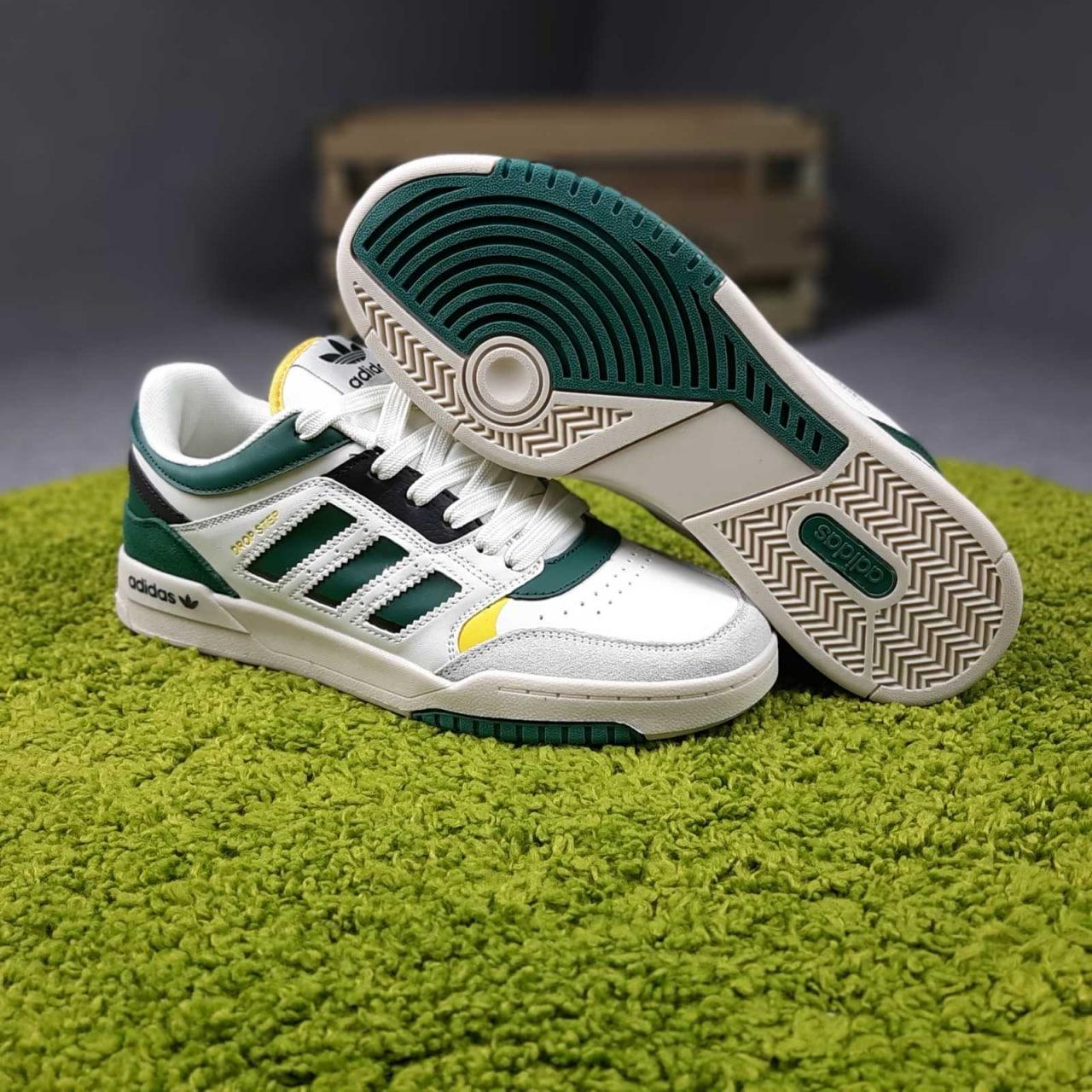 Чоловічі кеди Adidas Drop Step (білі із зеленим/жовтим/чорним) кольорові низькі кросівки демі О10856 top, фото 1