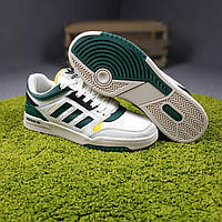 Мужские кеды Adidas Drop Step (белые с зелёным/жёлтым/чёрным) цветные низкие кроссовки деми О10856 top