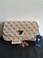 Женская подарочная сумка клатч Guess (бежевая) Gi5306 стильная красивая сумочка с длинным кожаным ремешком
