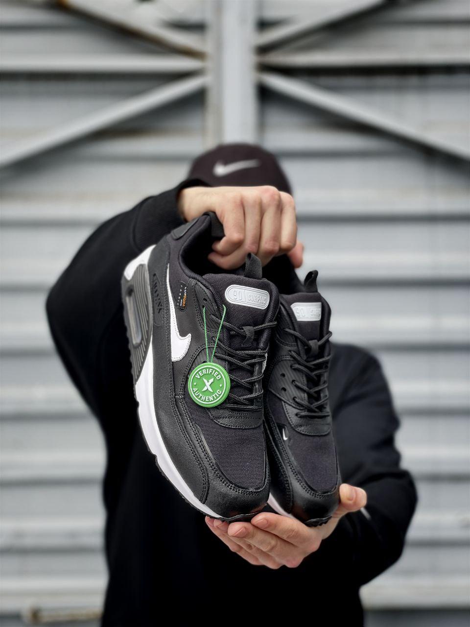Чоловічі кросівки Nike Air Max 90 (чорні з білим) якісні міцні спортивні кроси J3523 top, фото 1
